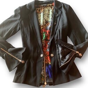 Royal Underground XS Elegant Black Jacket with Ruffle Details Nikki Sixxx